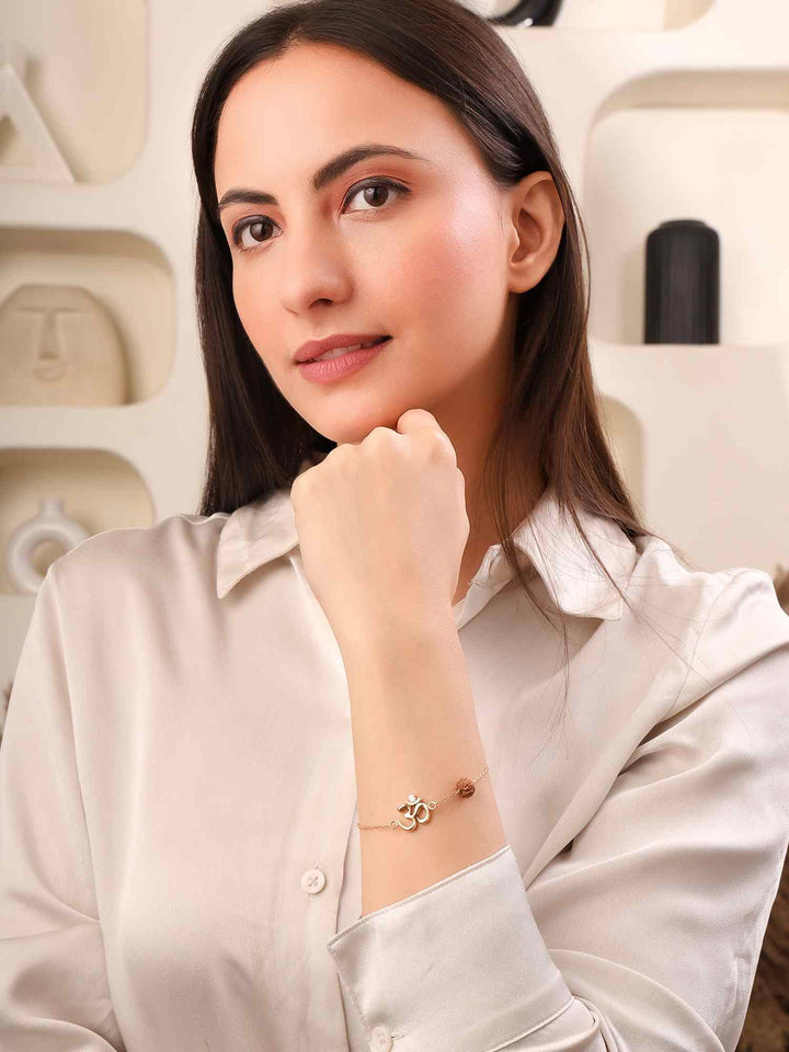 925 Silver Moissanite Diamond Om Rudraksha Bracelet