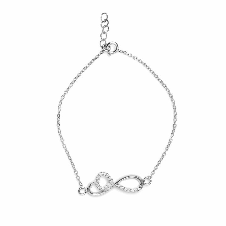 925 Silver Moissanite Diamond Infinity Heart Bracelet
