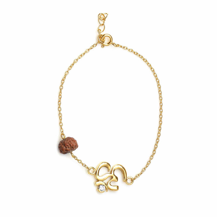 925 Silver Moissanite Diamond Om Rudraksha Bracelet