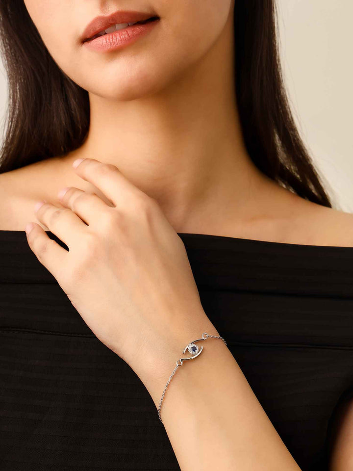 925 Silver Moissanite Diamond Evil Eye Bracelet
