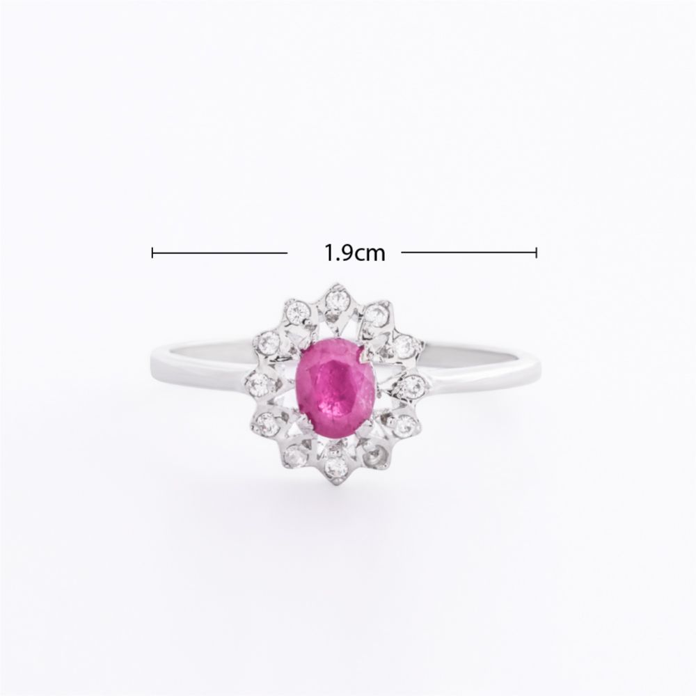 925 Sterling Silver Natural Ruby Rhodium-Plated Roselle Ring