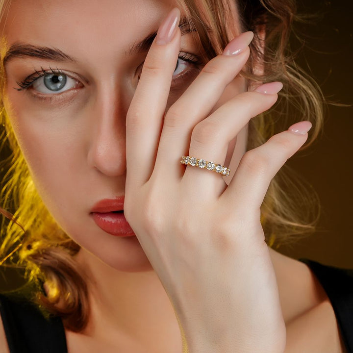 925 Sterling Silver 18K Gold Plated Crown Ring Band