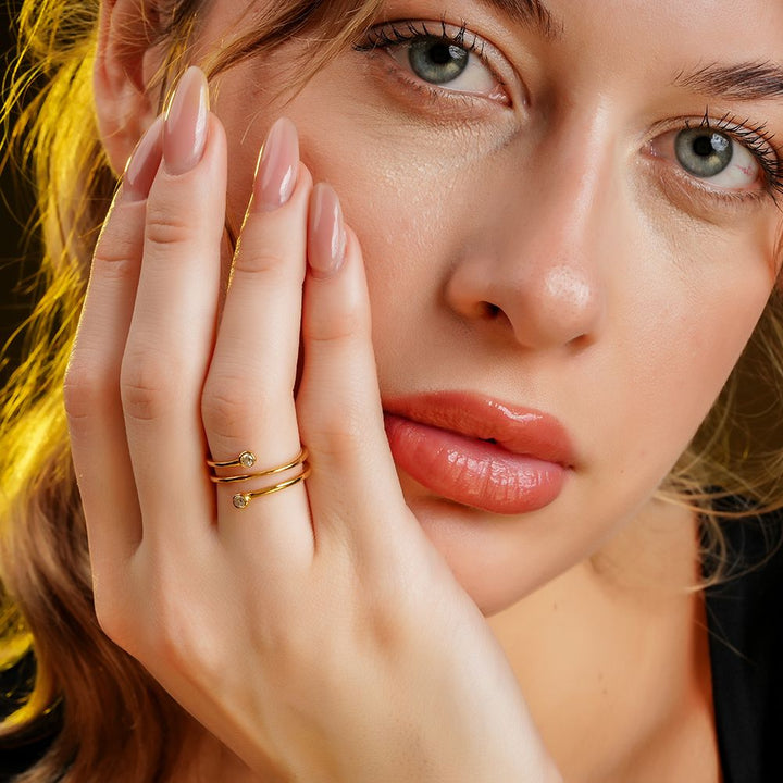 925 Sterling Silver 18K Gold Plated Regal Spiral Ring