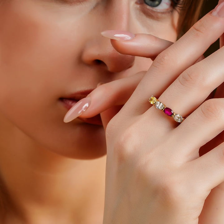 925 Sterling Silver 18K Gold Plated Trinity Glow Ring