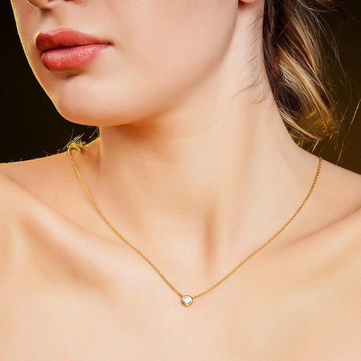 925 SIlver 18K Gold Plated Lumi Circle Pendant Necklace With Chain