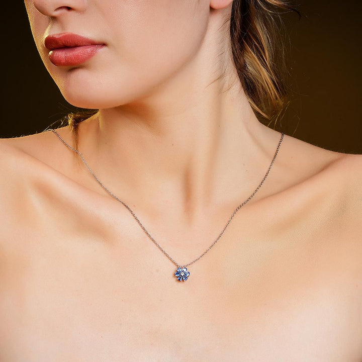 925 Sterling Silver Twilight Blossom Rhodium-Plated Pendant Necklace With Chain