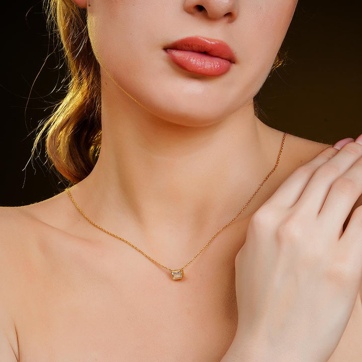 925 Sterling SIlver 18K Gold Plated Lustre Octa Pendant Necklace With Chain