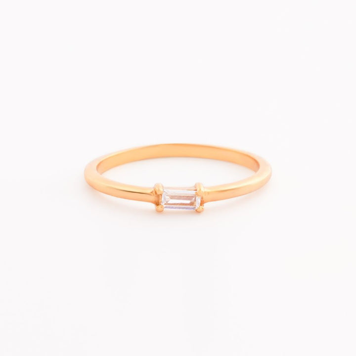 925 Sterling Silver 18K Gold Plated Baguette Ring