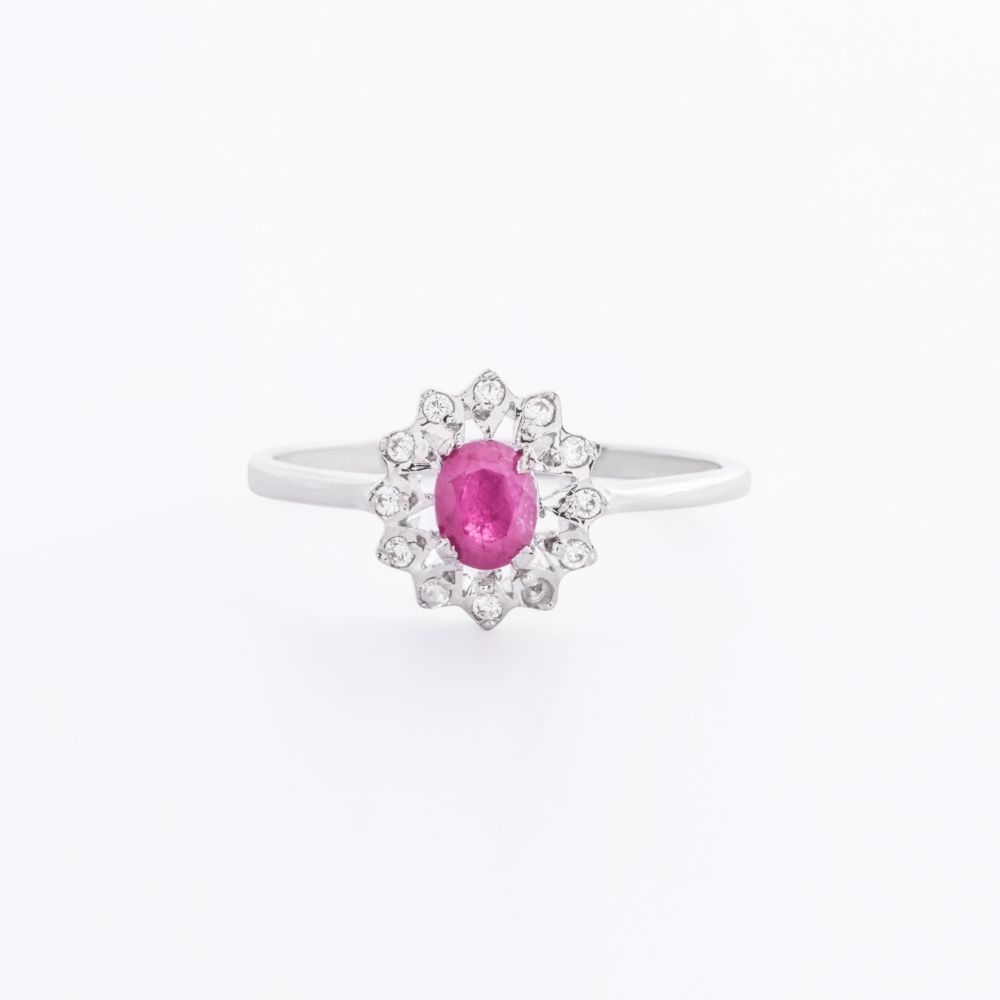 925 Sterling Silver Natural Ruby Rhodium-Plated Roselle Ring