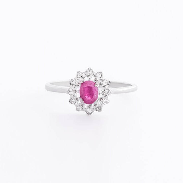 925 Sterling Silver Natural Ruby Rhodium-Plated Roselle Ring