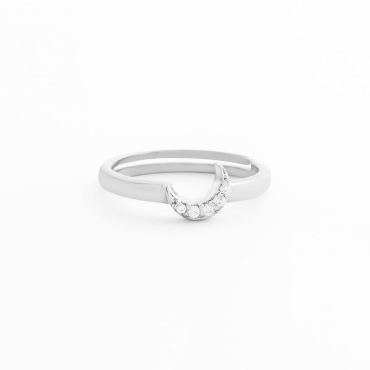 925 Sterling Silver Rhodium-Plated Ethereal Moon Ring