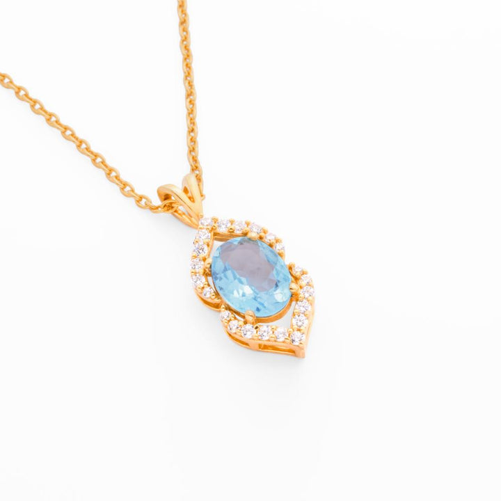 925 Sterling Silver 18K Gold plated Azure Aura Pendant Necklace With Chain