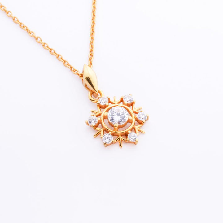 925 Sterling Silver 18K Gold Plated Blossom Glow Pendant Necklace With Chain