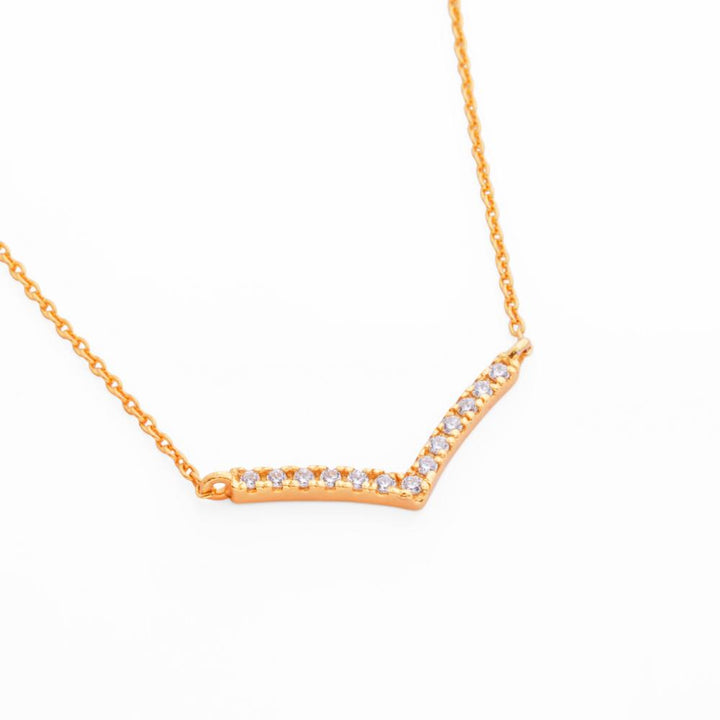 925 Sterling SIlver 18K Gold Plated Luna V  Pendant Necklace With Chain