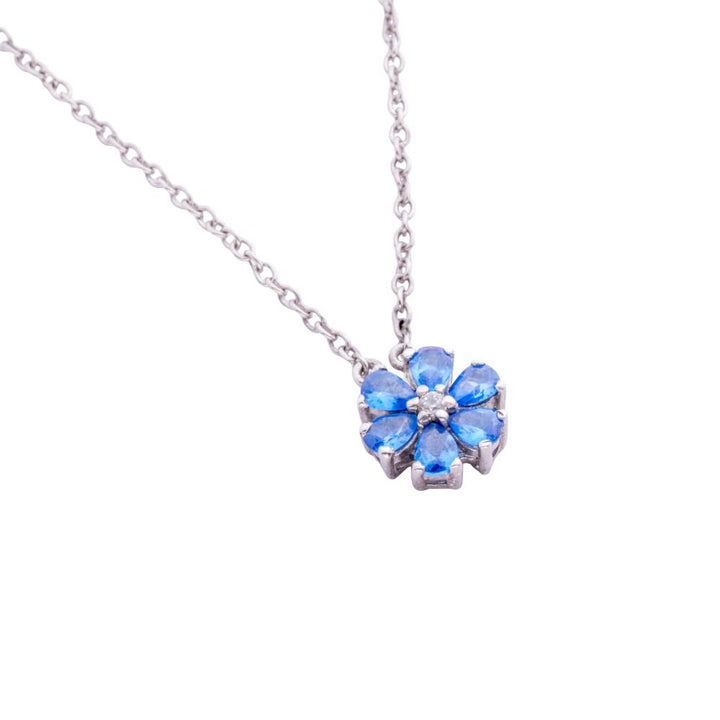 925 Sterling Silver Twilight Blossom Rhodium-Plated Pendant Necklace With Chain