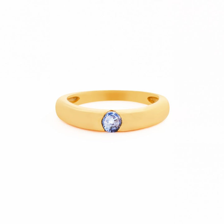 925 Sterling Silver 18K Gold Plated Tanzanite Solitaire Ring
