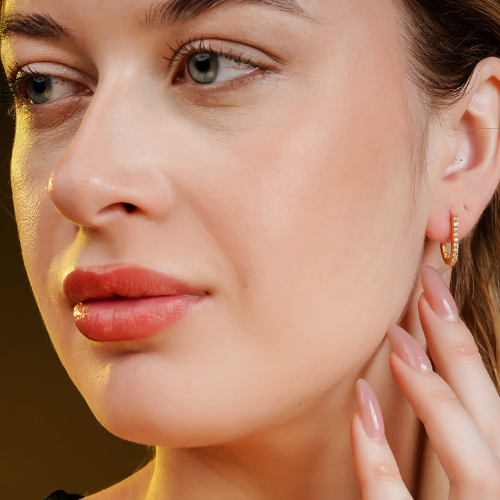 925 Sterling Silver Lustre 18K Gold Plated Hoop Earrings