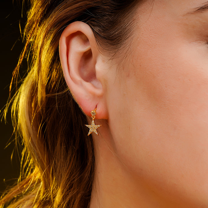 925 Sterling Silver 18K Gold Plated Starlit Drop Earrings