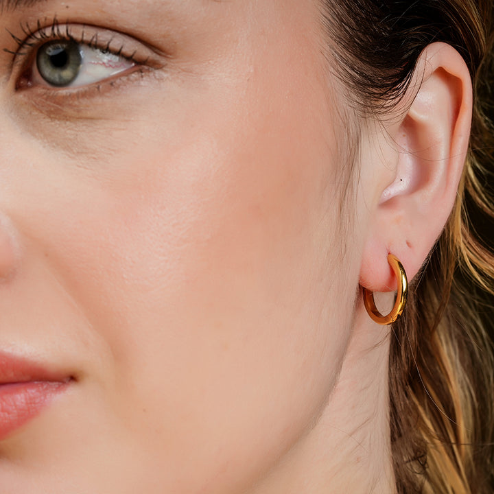 925 Sterling Silver Classic 18K  Gold Plated Hoop Earrings