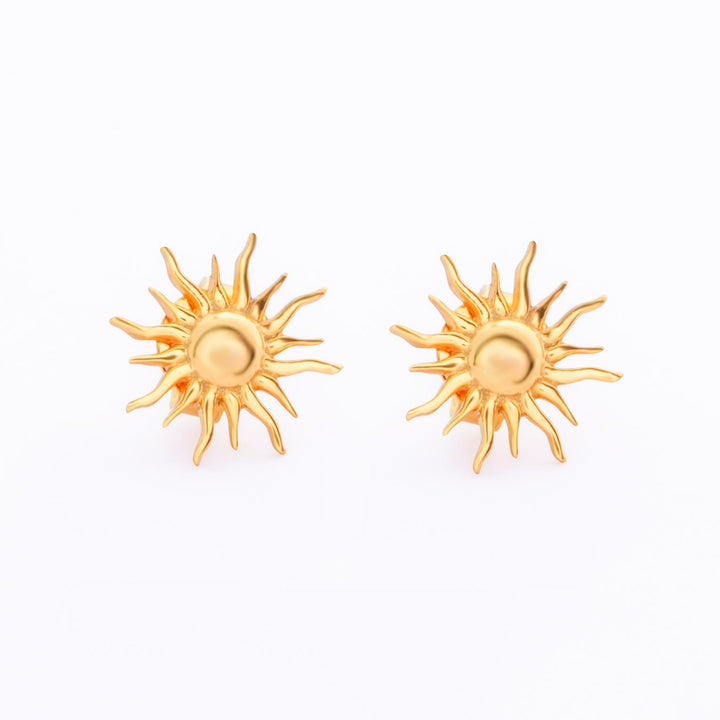 925 Sterling Silver 18K Gold Plated Sunburst Studs