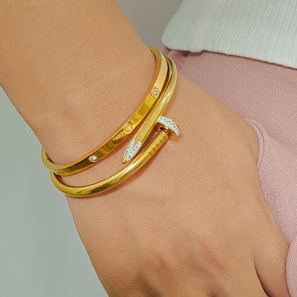 Nail Cartier combo Bracelet stack -   18K Gold Plated/ Anti Tarnish -Waterproof