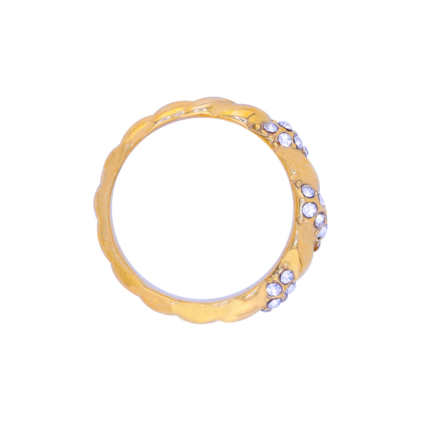 White stone rope ring - 18K Gold Plated/ Anti Tarnish -Waterproof