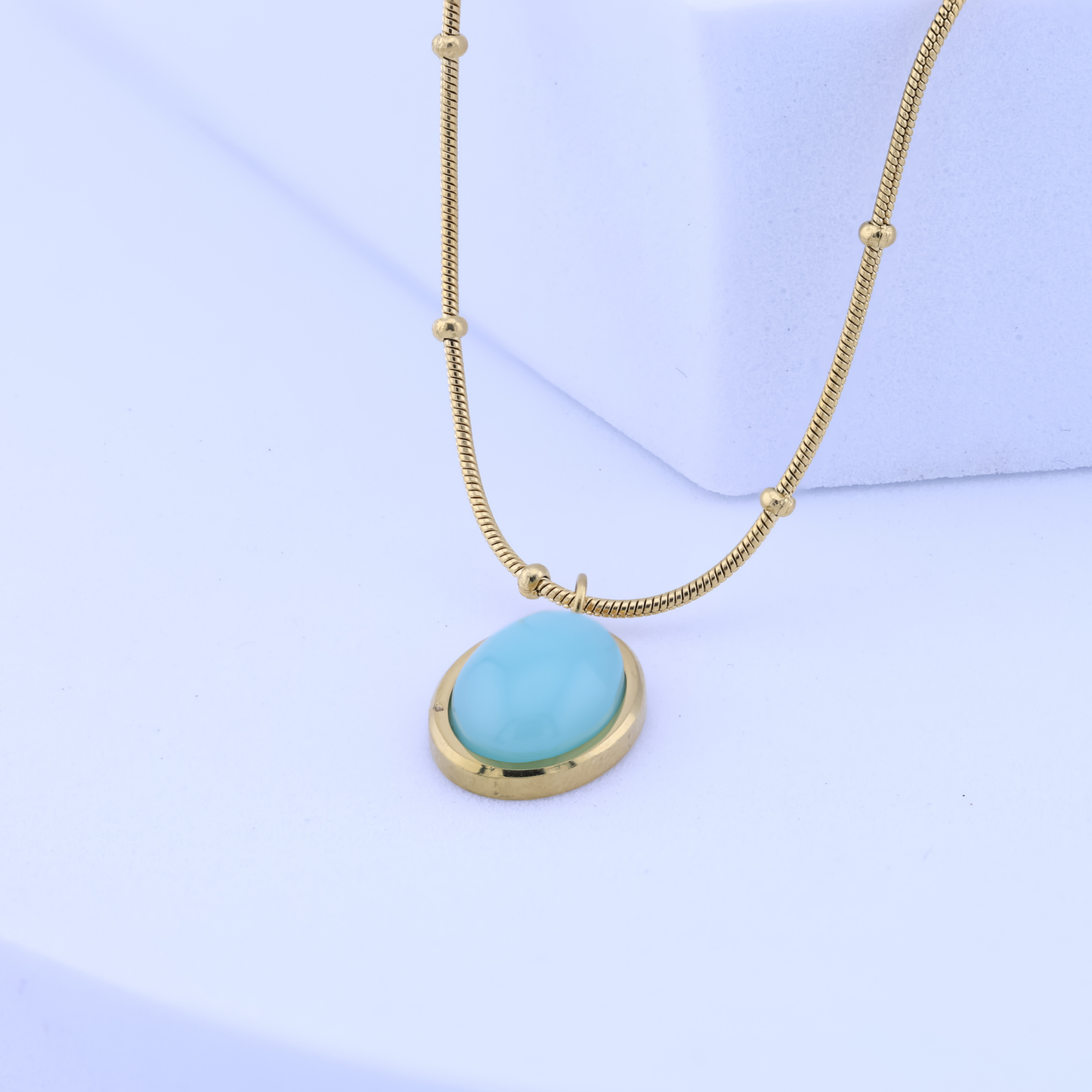 Turquoise Pendent Necklace - 18K Gold Plated/ Anti Tarnish -Waterproof