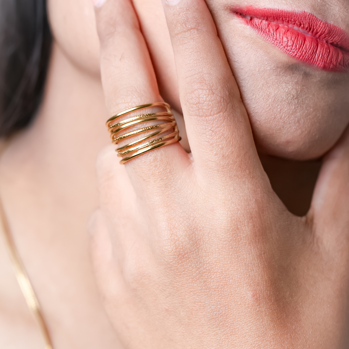 Multi layer gold plated ring - 18K Gold Plated/ Anti Tarnish -Waterproof