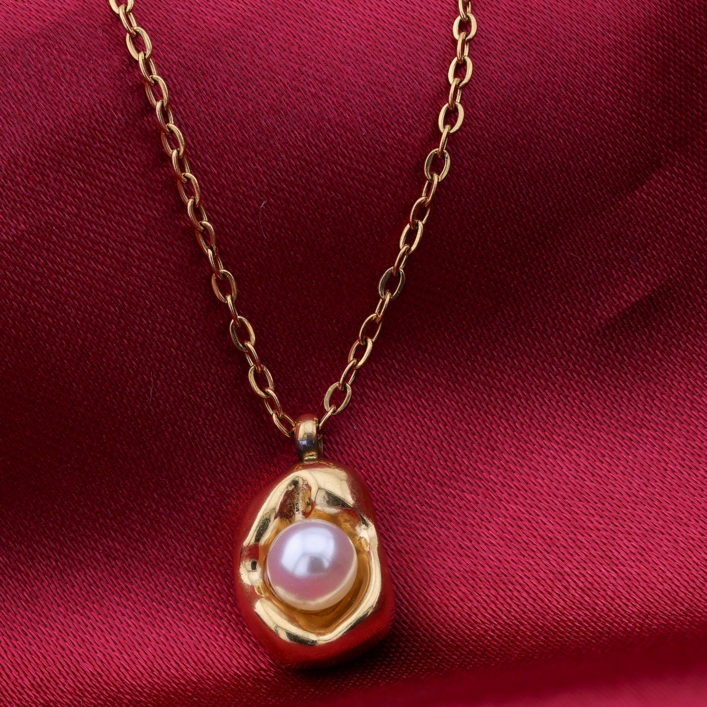 Pearl Studded Pendant Necklace - 18K Gold Plated/ Anti Tarnish -Waterproof