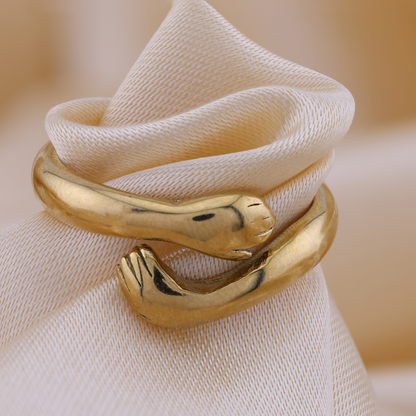 Chunky Love hug ring - 18K Gold Plated/ Anti Tarnish -Waterproof