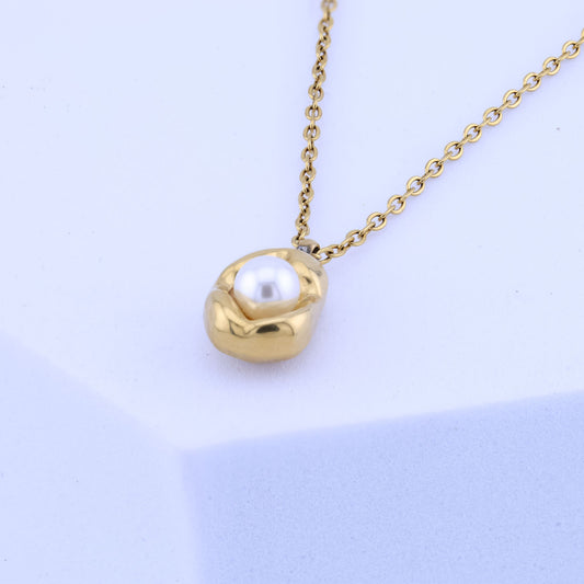 Pearl Studded Pendant Necklace - 18K Gold Plated/ Anti Tarnish -Waterproof