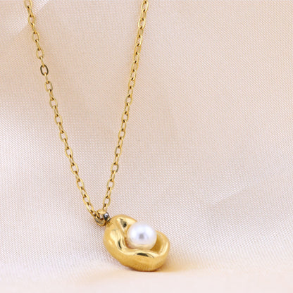 Pearl Studded Pendant Necklace - 18K Gold Plated/ Anti Tarnish -Waterproof