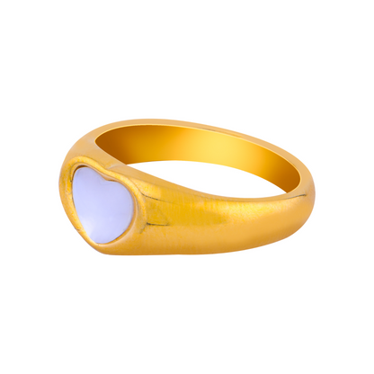 White heart ring - 18K Gold Plated/ Anti Tarnish -Waterproof