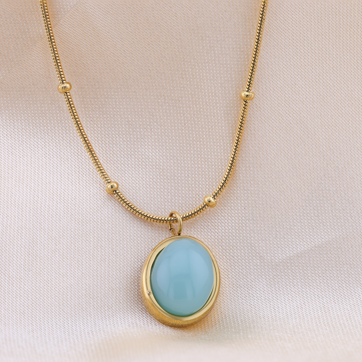 Turquoise Pendent Necklace - 18K Gold Plated/ Anti Tarnish -Waterproof