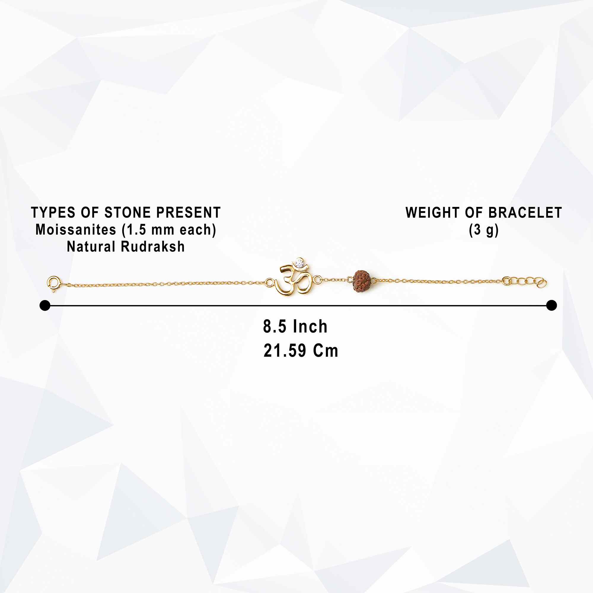 925 Silver Moissanite Diamond Om Rudraksha Bracelet