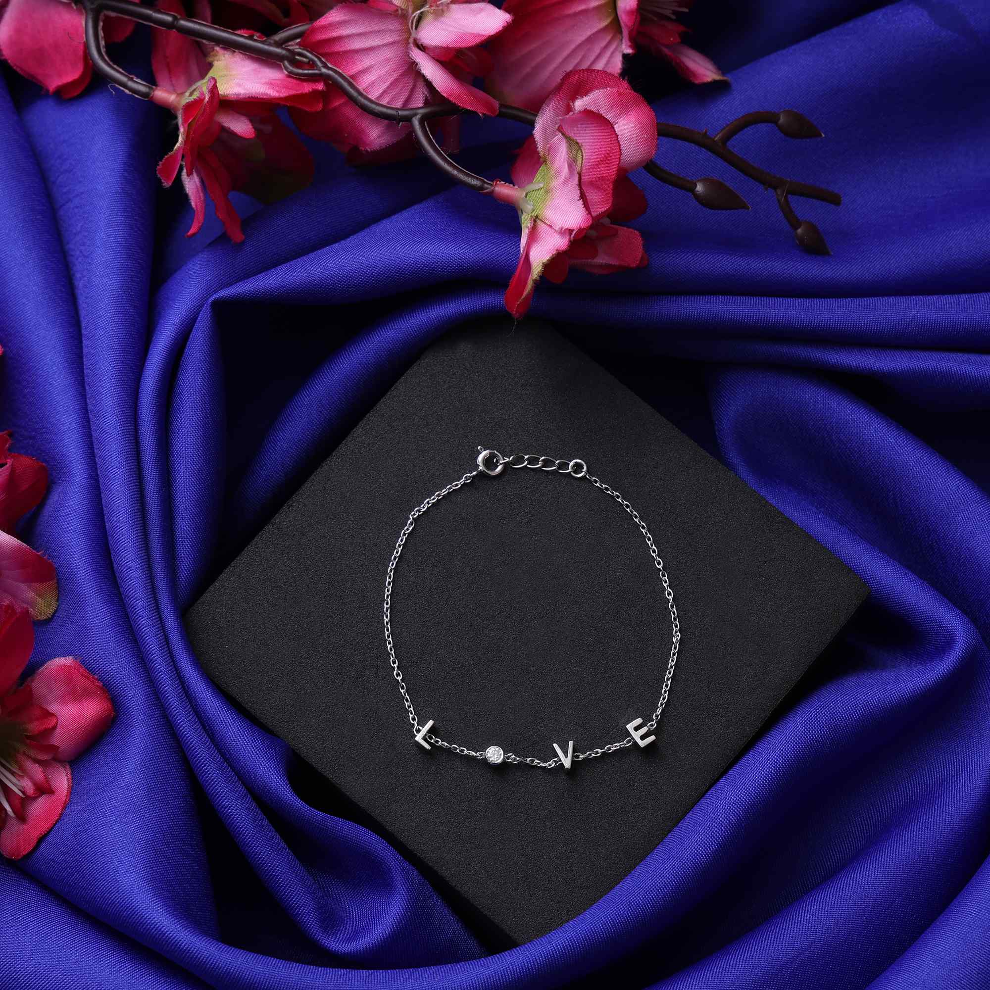 925 Silver Moissanite Diamond LOVE Bracelet