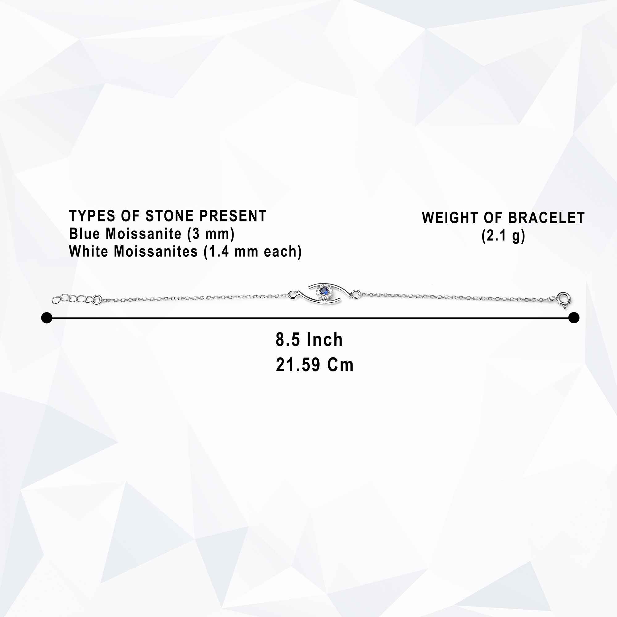 925 Silver Moissanite Diamond Evil Eye Bracelet