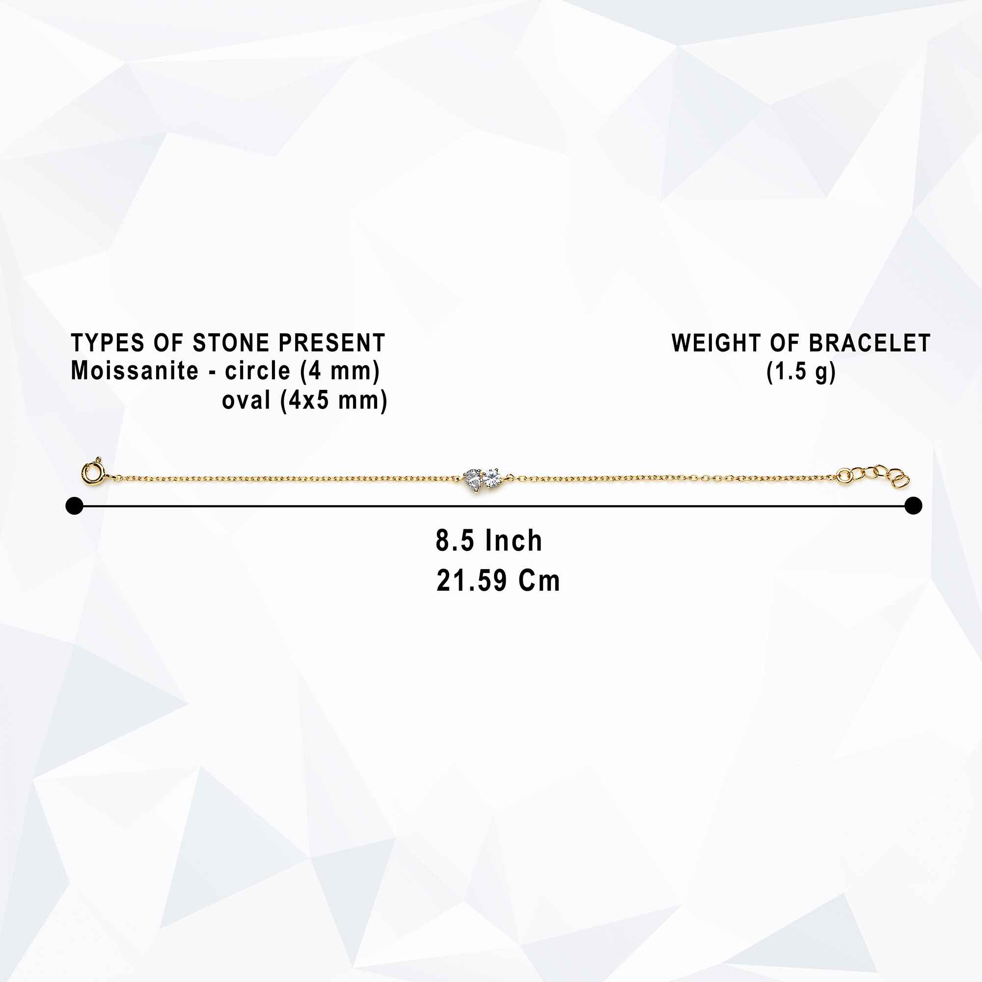 925 Silver Moissanite Diamond Toi et Moi Bracelet