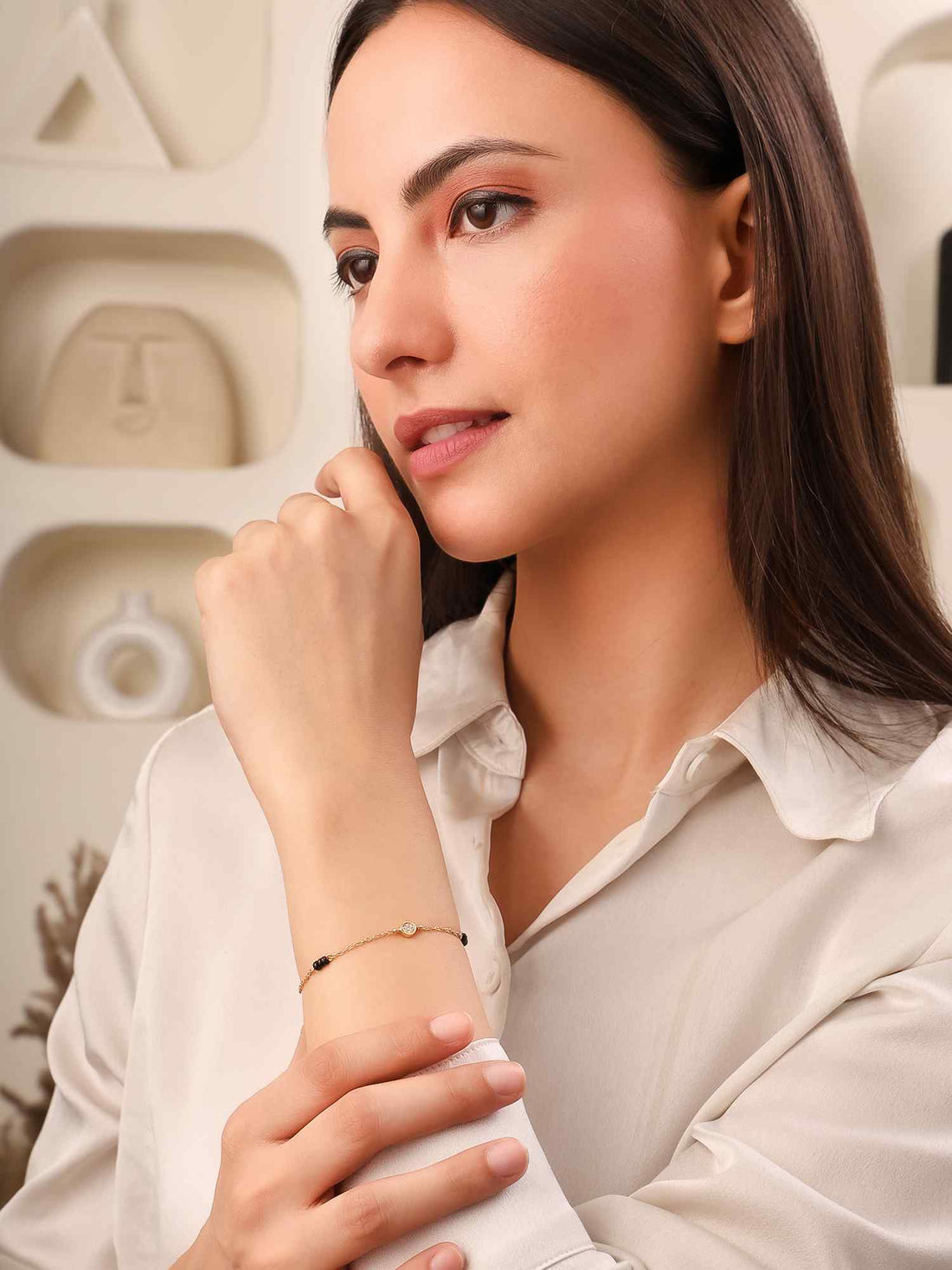 925 Silver Moissanite Diamond Mangalsutra Bracelet