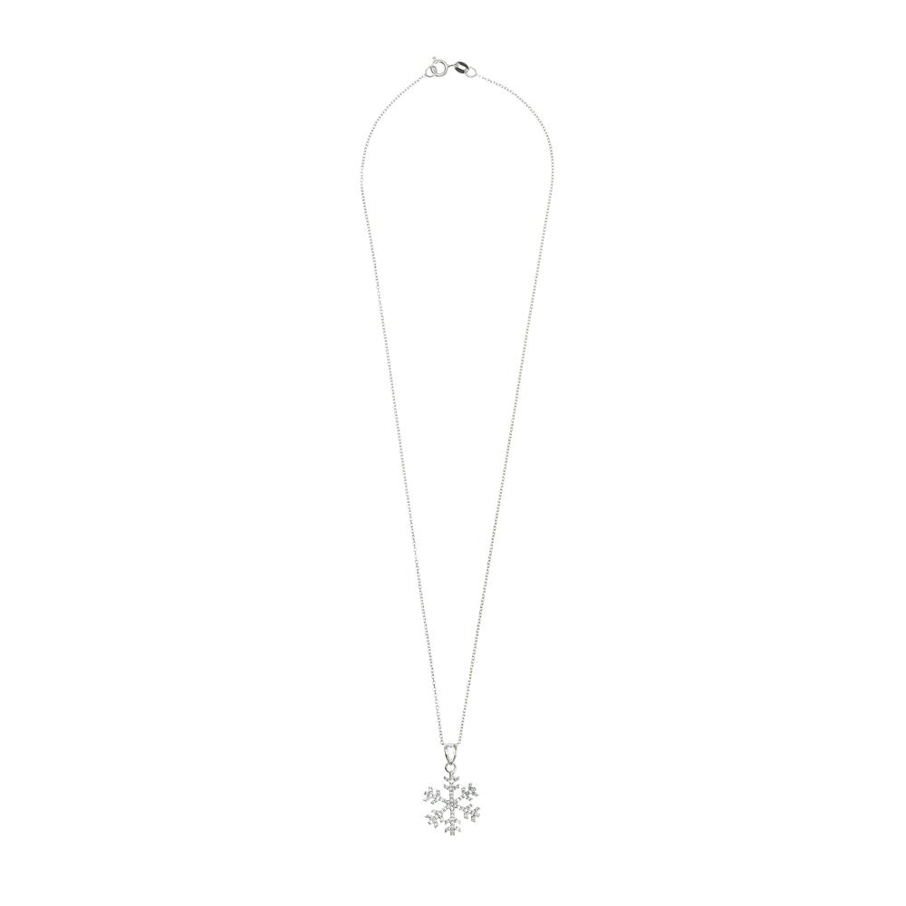 925 Sterling Silver Moissanite Diamond Rhodium-Plated Snowflake Pendant Necklace With Chain
