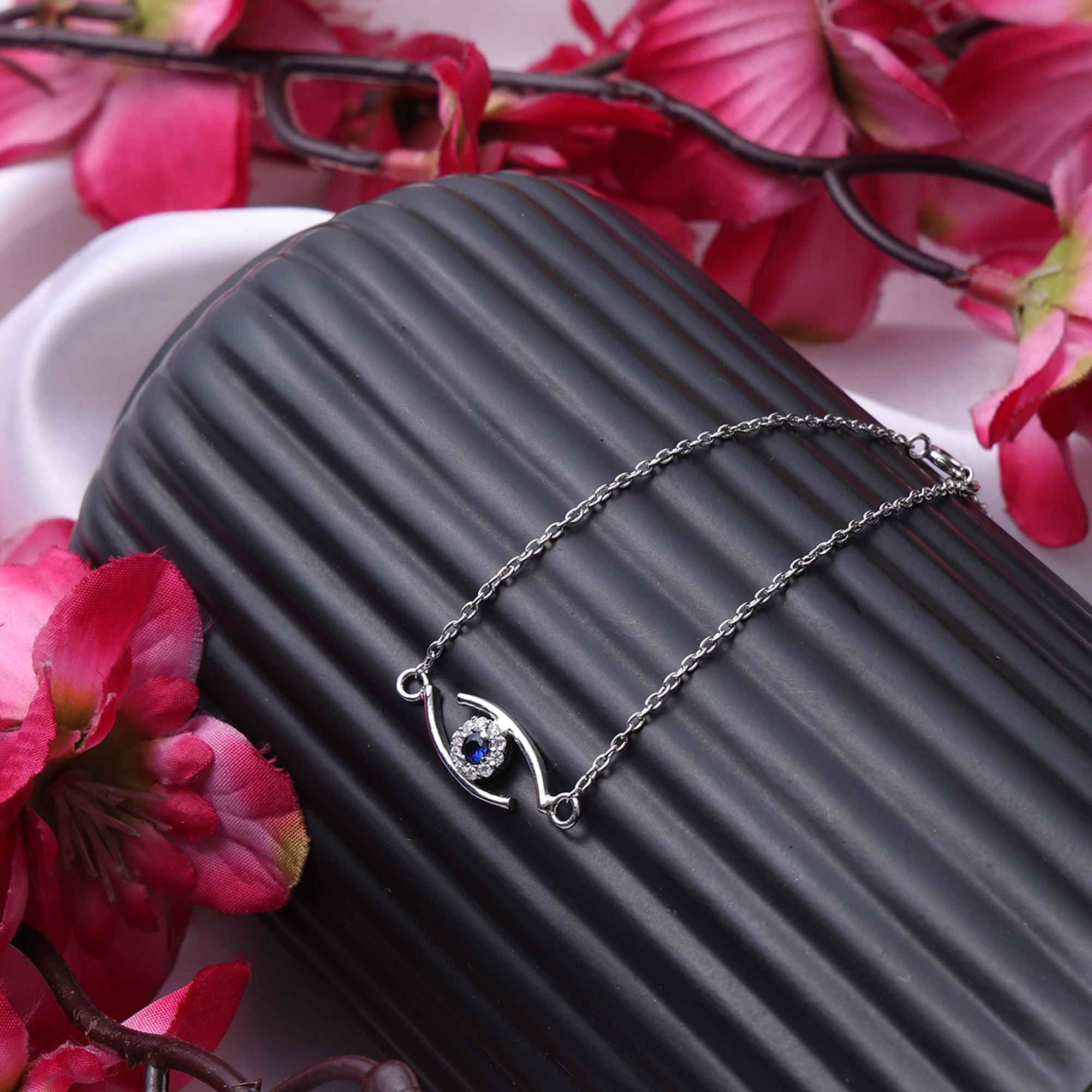 925 Silver Moissanite Diamond Evil Eye Bracelet