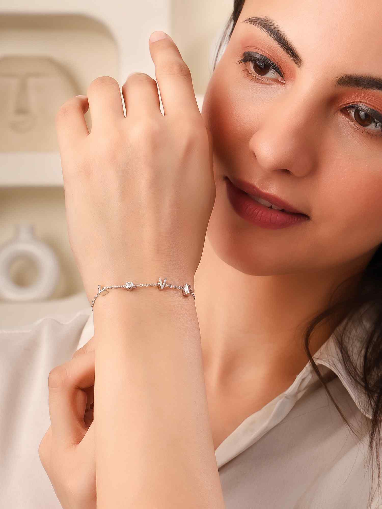 925 Silver Moissanite Diamond LOVE Bracelet