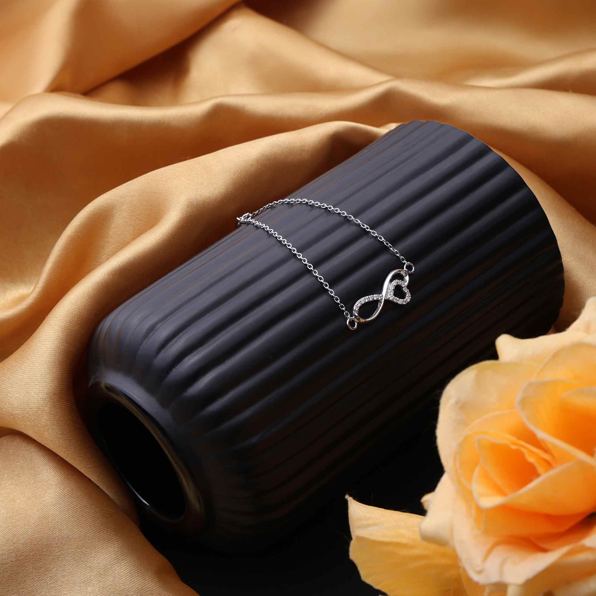 925 Silver Moissanite Diamond Infinity Heart Bracelet