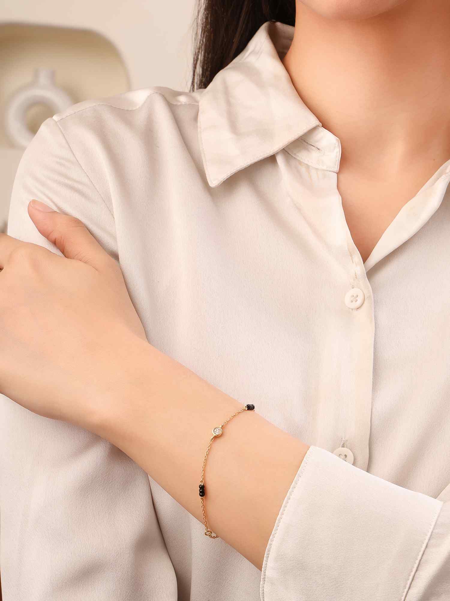 925 Silver Moissanite Diamond Mangalsutra Bracelet