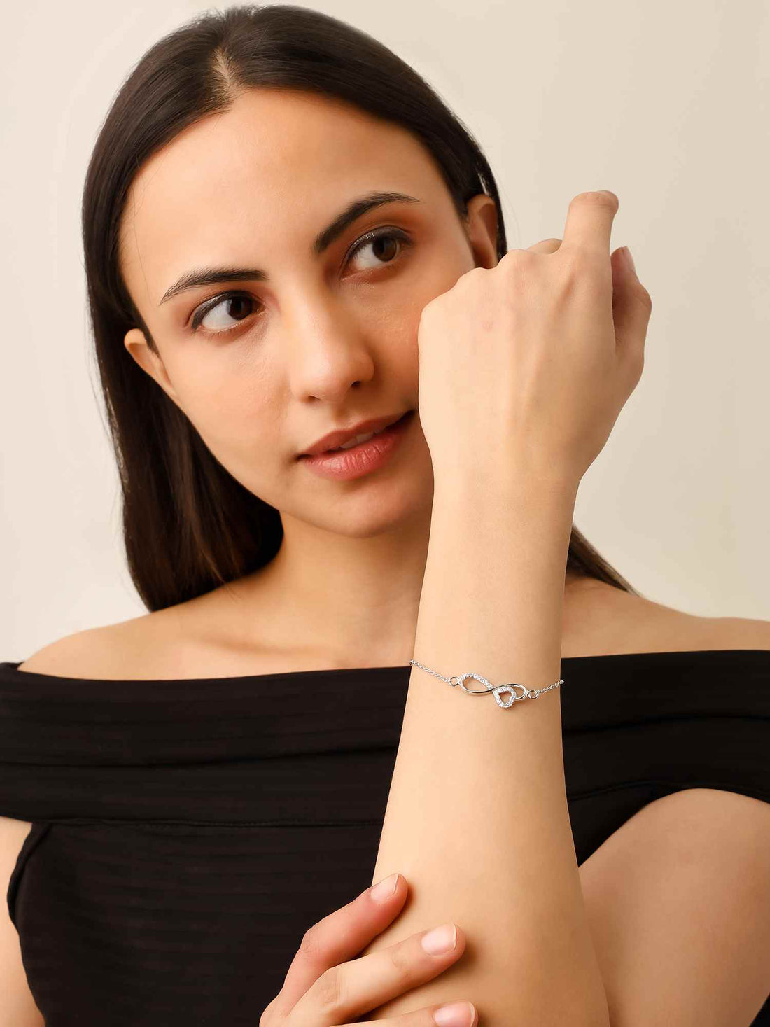 925 Silver Moissanite Diamond Infinity Heart Bracelet