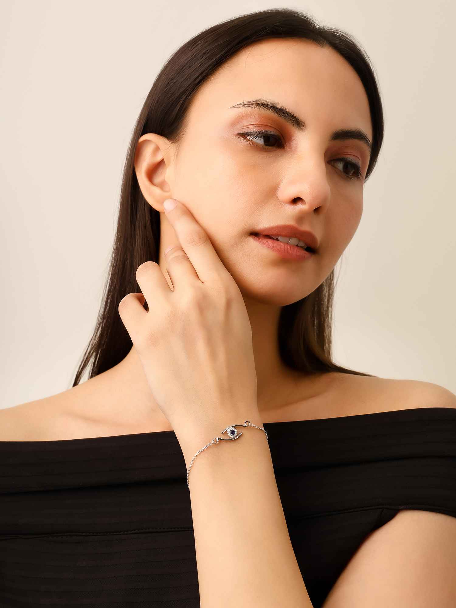 925 Silver Moissanite Diamond Evil Eye Bracelet