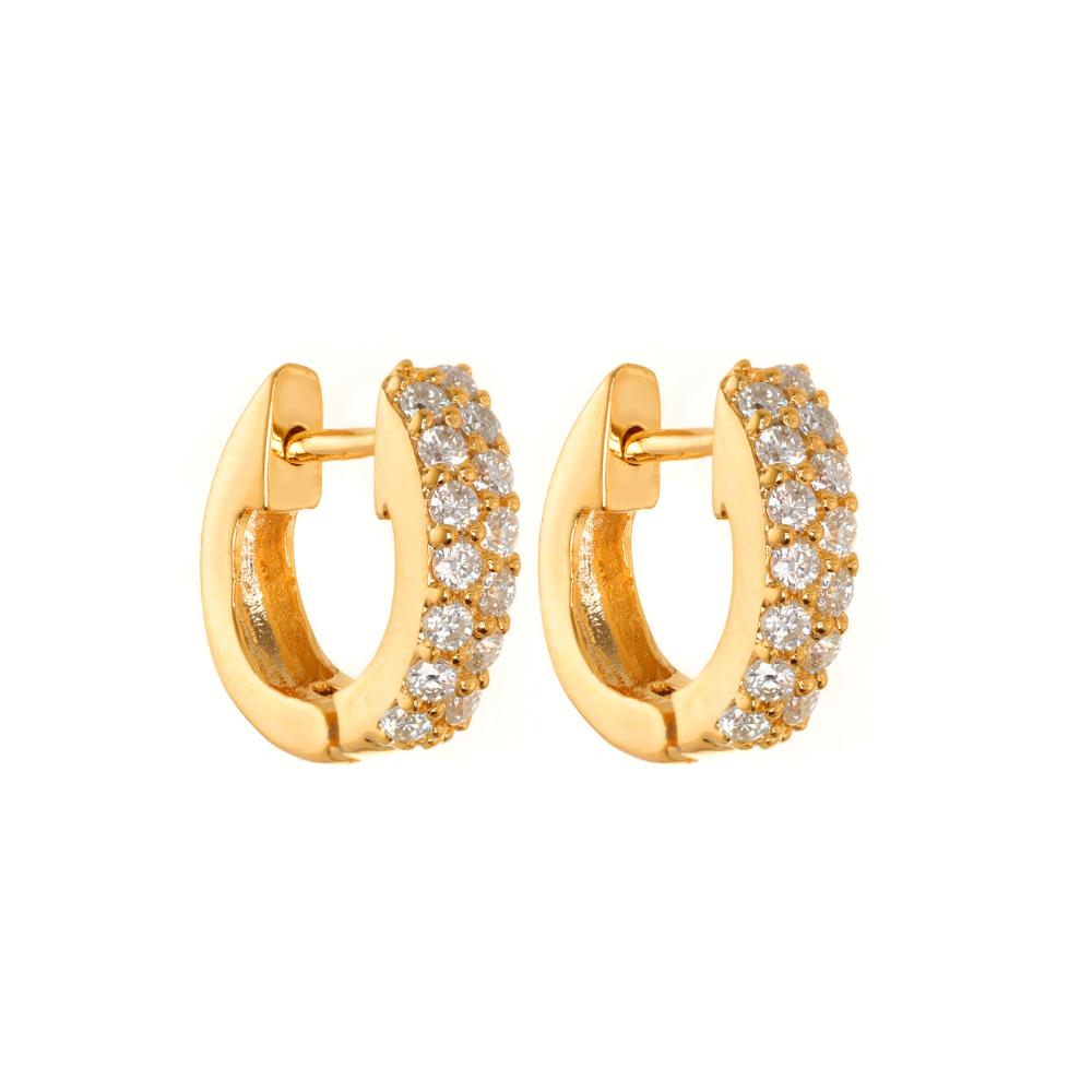 925 Sterling Silver Moissanite Diamond 18K Gold Plated Sparkling Hoop Earrings