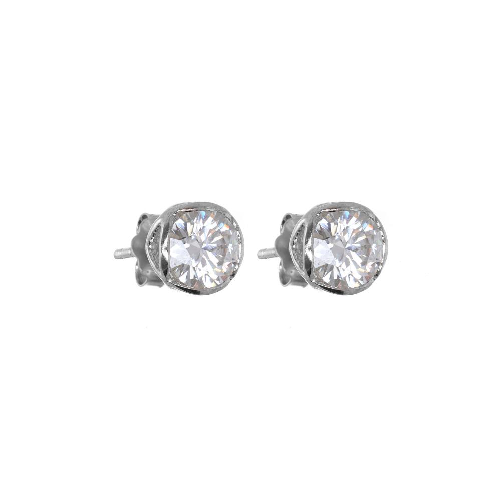 925 Sterling Silver Moissanite Diamond Rhodium-Plated Eternal Glow Stud Earrings