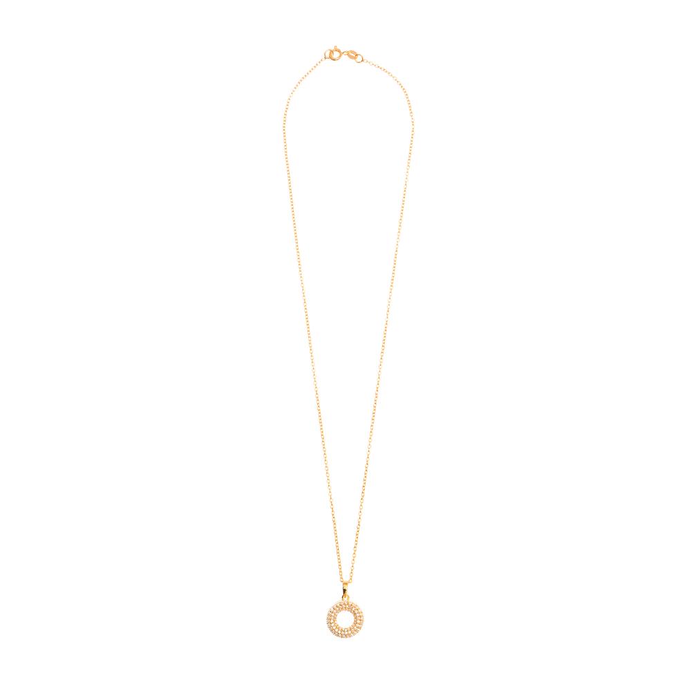 925 Sterling Silver Moissanite Diamond 18K Gold Plated Pave Open Pendant Necklace With Chain