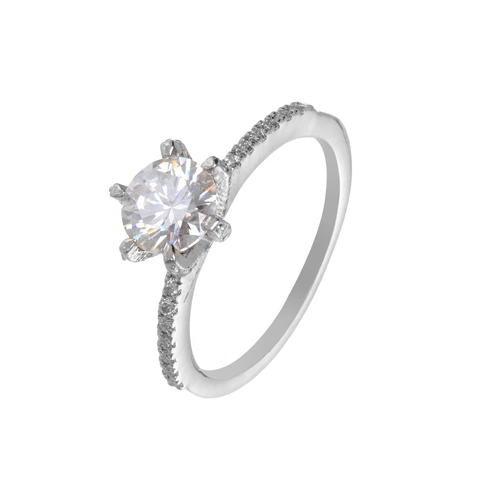 Soraya Luxe 925 Sterling Silver Moissanite Diamond Rhodium-Plated  Solitaire Ring